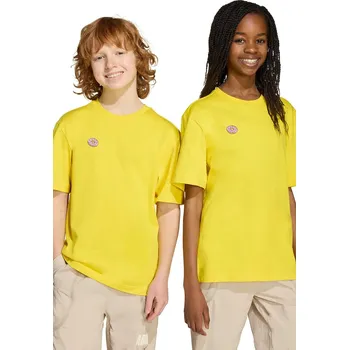 Dětské bavlněné tričko adidas žlutá barva, s potiskem, JM0818 17X, vel. 176