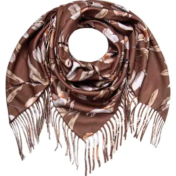 Šátek Dámský hřejivý šátek květinový hnědý 7200802-4
