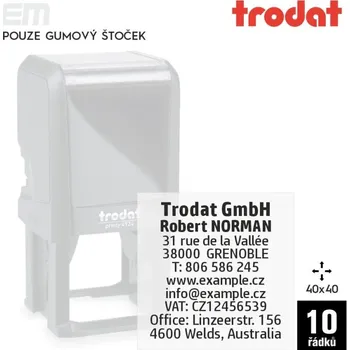 Textový štoček Razítko Trodat 4924 [40x40mm] - pouze gumový štoček