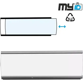 Jmenovka na stůl Jmenovka 65x20 na šířku, se špendlíkem, ALU - 1ks
