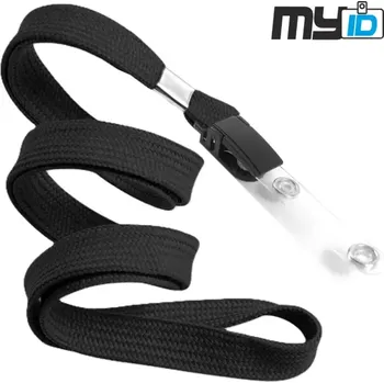 Šňůrka na krk s plastovým klipem a šlí, 1ks, černá