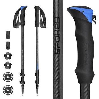 Trekingová hůl Spokey ATOM Trekingové karbonové hole, 3dílné, šedo-modré