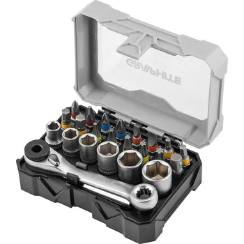 Graphite Sada bitů a nástrčných hlavic 25 mm s ráčnou a magnetickým držákem 60 mm, 24 ks
