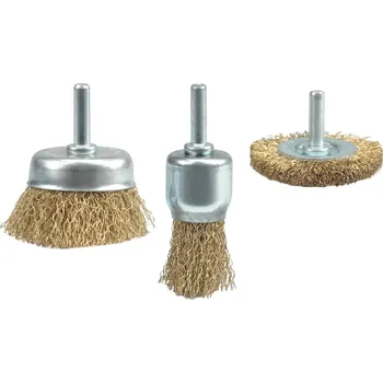 Vorel sada kartáčů drátěných s nástavcem do vrtačky 3 ks TO-06989