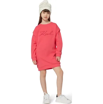 Dívčí šaty Dívčí šaty Karl Lagerfeld růžová barva, mini, oversize, Z30614 Z30614.86.108 38X, vel. 86