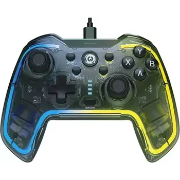 Herní ovladač CANYON Drátový gamepad GP-2 RGB 4v1 (Nintendo Switch Android TV PC PS3) průhledný (CND-GP02)