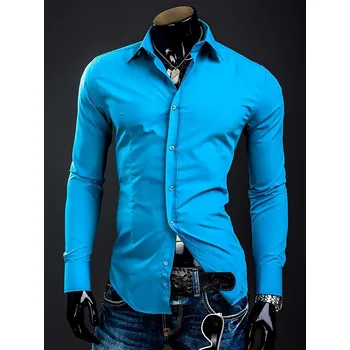 Tyrkysová pánská elegantní košile s dlouhým rukávem Bolf 1703A - XL