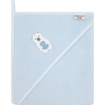 Osuška s kapucí a oušky Medvídek, 80x80 cm - modrý