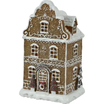 Vánoční dekorace Vánoční dekorace perníkový domeček s LED osvětlením, 12x10x20,5 cm
