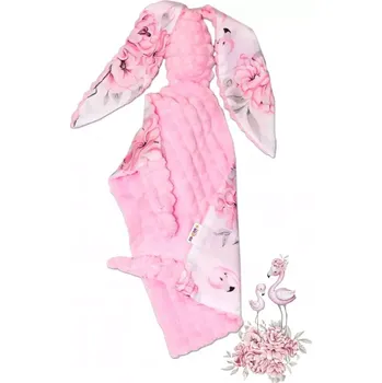 Hračka pro nejmenší Baby Nellys Mazlík, přítulníček Králíček, minky + bavlna, 43 x 40 cm - Plameňák/růžový