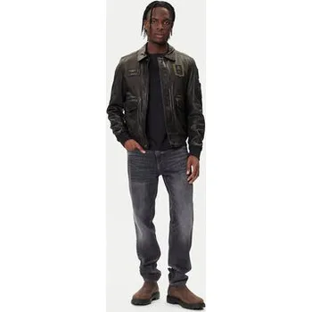 Pánská móda Aeronautica Militare Kožená bunda 252PN0895U100839 Černá Regular Fit 56