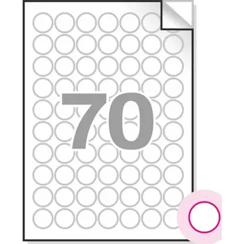 Samolepící etiketa Samolepící etikety, A4, 100ks, (prům.24mm), 70ks/A4 - kulaté