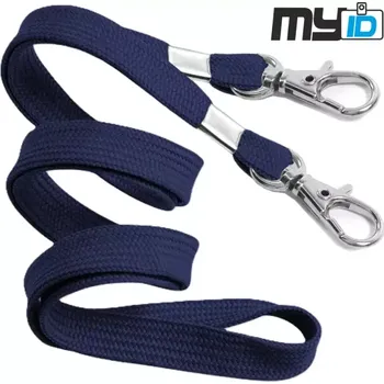 Šňůrka na krk s dvojitou kovovou karabinou, 1ks, tmavě modrá