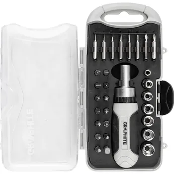 Bit Graphite Sada bitů a přesných bitů s magnetickým držákem a ráčnou 115 mm, 30 ks