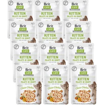 Krmivo pro kočku BRIT CARE Cat Kitten Fillets in Gravy Choice Chicken Enriched with Sea Buckthorn and Nasturtium 12x85g