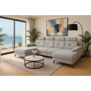 Sedací souprava Rozkládací rohová sedačka MERRY U světle šedá