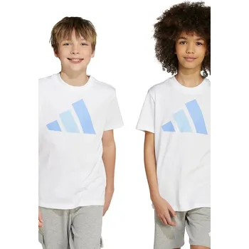 Dětské bavlněné tričko adidas bílá barva, s potiskem, KB7310 00X, vel. 176