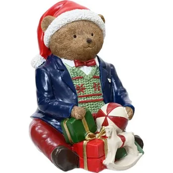 Vánoční dekorace Vánoční dekorace figura medvídek s dárky, 13x12x16 cm