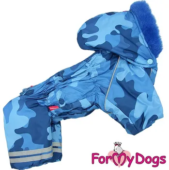 Obleček pro psa FOR MY DOGS Overal BLUE CAMOUFLAGE, modrý Velikost: 14/M