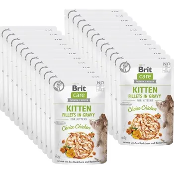 BRIT CARE Cat Kitten Fillets in Gravy Choice Chicken Enriched with Sea Buckthorn and Nasturtium 24x85g