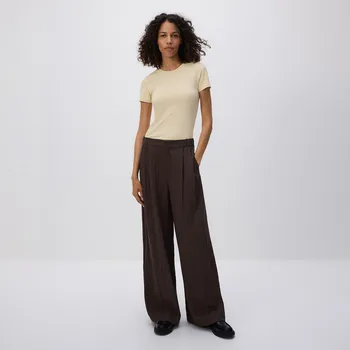 Dámské kalhoty Reserved - Volné kalhoty s viskózou - tmavě hnědá - 440FM-89X - 440FM-89X-XL