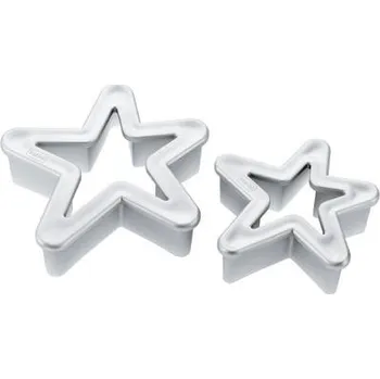 Vykrajovátko KOZIOL STERNE 2 ks - sada vykrajovátek na cukroví s razítkem z bio-cirkulárního plastu, stříbrná