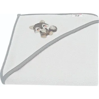 Osuška s kapucí a oušky Vlček, 80x80 cm - šedý