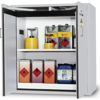 Protipožární skříň na nebezpečné látky G 1200-F s křídlovými dveřmi, šedá