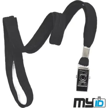 Šňůrka na krk s kovovým klipem ECO, 1ks, černá