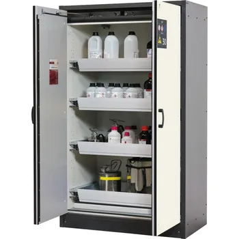 Protipožární skříň na nebezpečné látky asecos Basis-Line typ 30-124, 4 ks vany, antracit-bílá