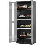 Skříň na chemikálie Systema CS-84G, prosklené dvoukřídlé dveře stříbrné, 4 výsuvné vany