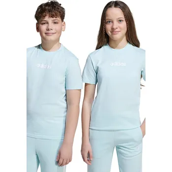 Dětské bavlněné tričko adidas tyrkysová barva, s potiskem, JW3466 06X, vel. 152