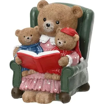 Vánoční dekorace Vánoční dekorace medvídci v křesle s knihou, 13x14x17 cm
