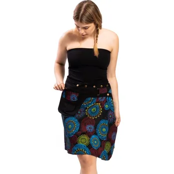 Dámská sukně Krátká zavinovací sukně se cvočky azurovo-černá