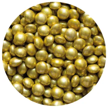 Jedlá dekorace na dort Pastry, s.r.o. – Pastry Bonbony z mléčné čokolády – Zlaté – 50 g