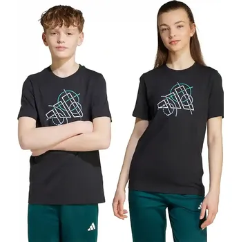 Dětské bavlněné tričko adidas černá barva, s potiskem, JV5104 99X, vel. 176