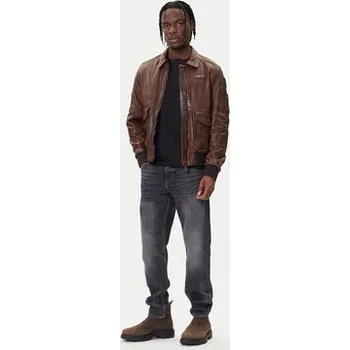 Pánská casual bunda Aeronautica Militare Kožená bunda 252PN0963U100839 Hnědá Regular Fit 50