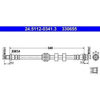 Brzdový systém Brzdová hadice ATE 24.5112-0341.3