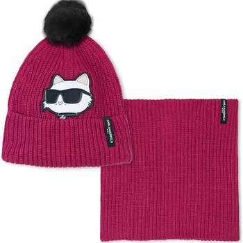 Čepice Dětská čepice a nákrčník Karl Lagerfeld růžová barva, Z31011 Z31011.56.58 42X, vel. 56/58