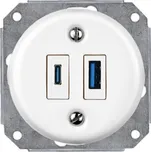 Elhard KV2033W Keramik 1x USB-A + 1x USB-C zásuvka - kulatá, bílá