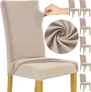 Jídelní židle Sada 6 potahů na židle BÉŽOVÁ