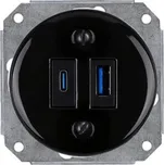 Elhard KV2033B Keramik 1x USB-A + 1x USB-C zásuvka - kulatá, černá