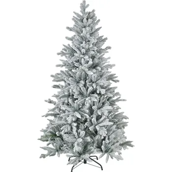 Vánoce HOMCOM Umělý vánoční stromek 180 cm s umělým sněhem, skládací s kovovým stojanem, perfektní vánoční dekorace v zelené barvě