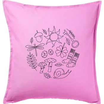 Polštář Goblincore kruh - Polštář 50x50 - 50x50 - Včetně výplně ( Růžová )