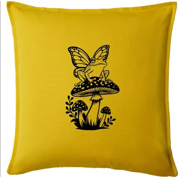 Polštář Goblincore černá houba se žábou - Polštář 50x50 - 50x50 - Pouze potah ( Žlutá )