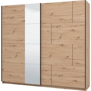 Šatní skříň Šatní skříň s posuvnými dveřmi a zrcadlem Antonia - dub