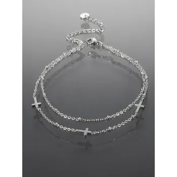 Náramek Prosperk Náramek na nohu z chirurgické oceli s křížky stříbrná S1031
