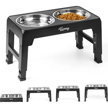 Miska pro psa Toozey Stojan na misku kovový černý 2x 1,2 l