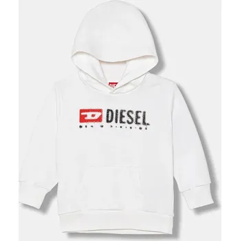 Chlapecká mikina Dětská mikina Diesel SDROPSHOOD OVER SWEAT-SHIRT bílá barva, s kapucí, s potiskem, J02485 00X, vel. 144