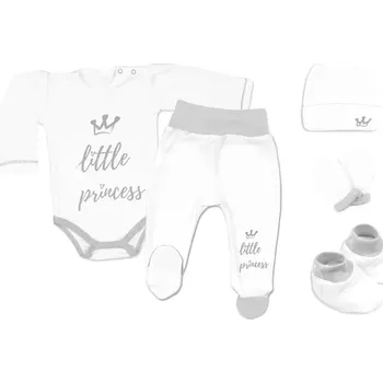 Kojenecké oblečení Baby Nellys 5-ti dílná soupravička do porodnice Little Princess Bílá, vel.56